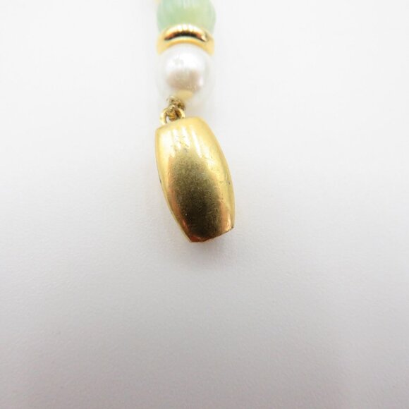 Beaded Necklace Faux Pearl Glass Carved Beads Multicolor Gold Tone Spacers Oval - Picture 8 of 13